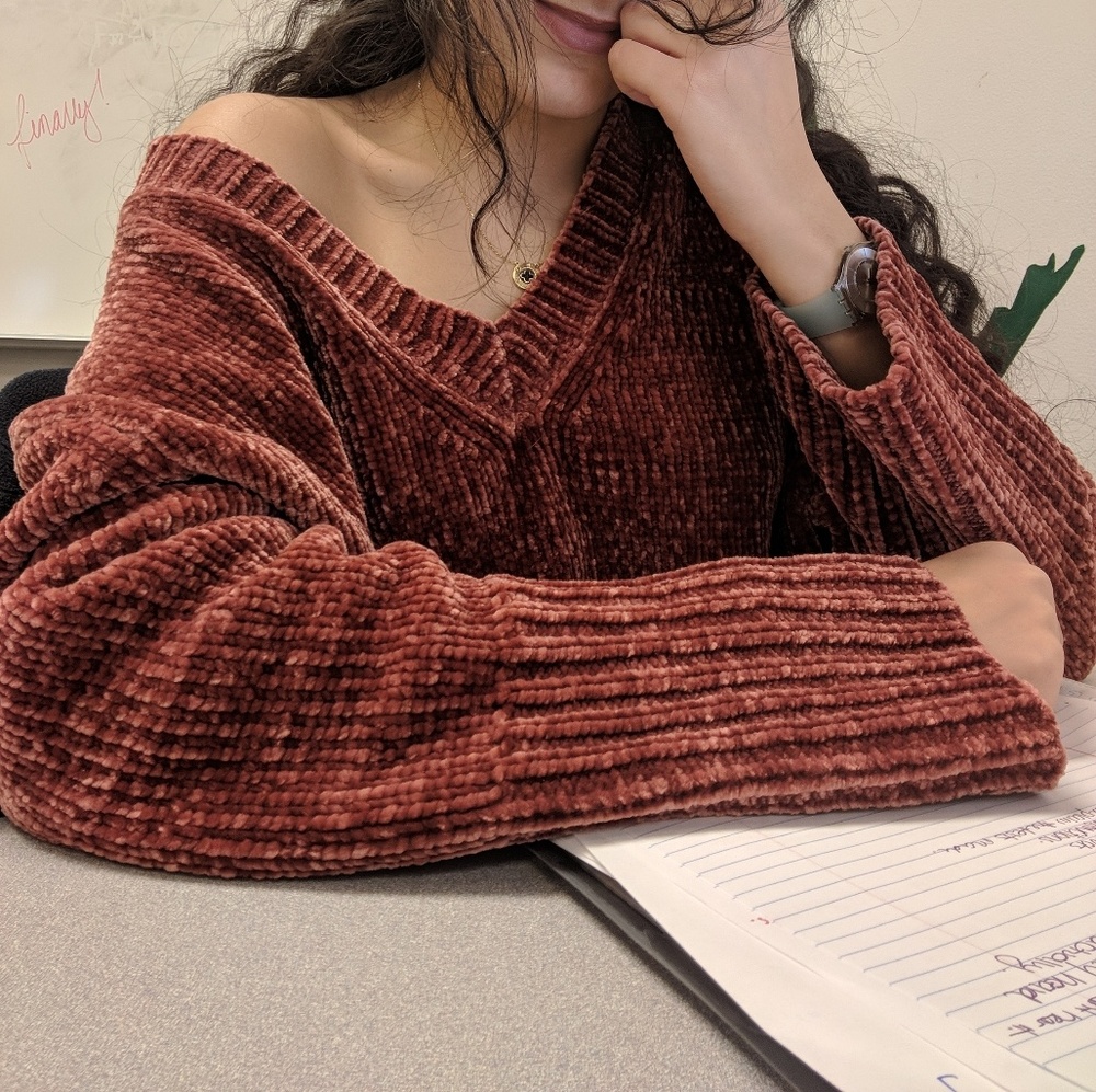 Women's Cozy Ribbed Sweater - Rust